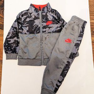 Toddler Nike 2 Piece Set - Shades of Gray with Orange Accents